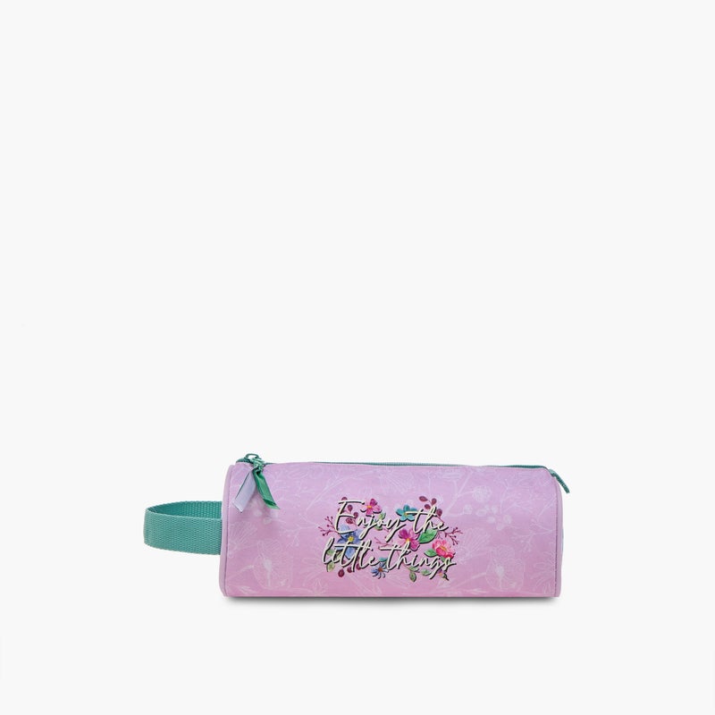 Roll road Pouch-My Little Garden-1 Cmprt--Girls (Polyester) Pink \ 22X12X5 - Image 1